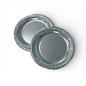 Тарелка бумажная 18 см «серебро» ламинированная. 1200 шт/ящ